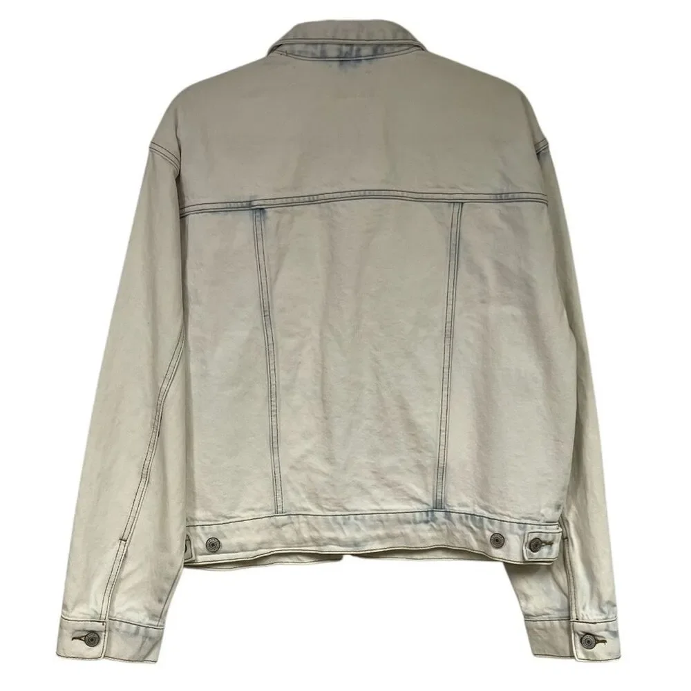 NWT ARIZONA JEAN CO Jacket Men's Small White Blue Extreme Bleach‎ Denim Cotton